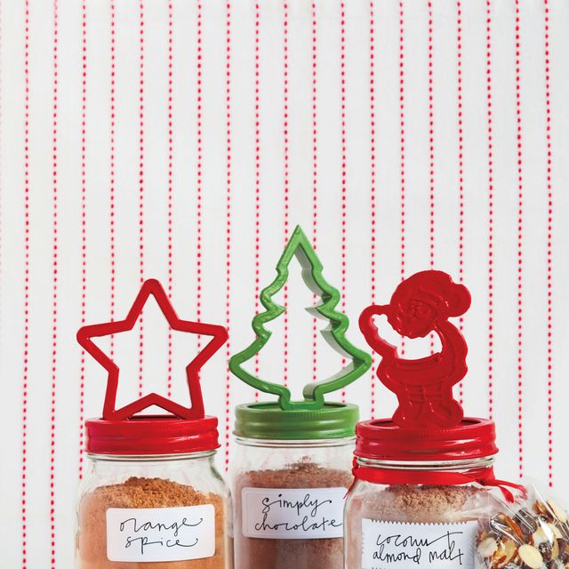 hot cocoa three ways on striped background