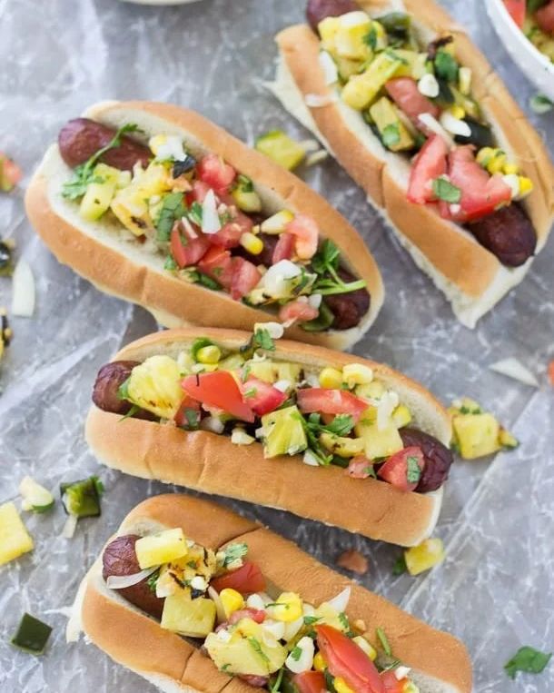 hot dog recipes hot dogs with grilled corn relish and chipotle mayo
