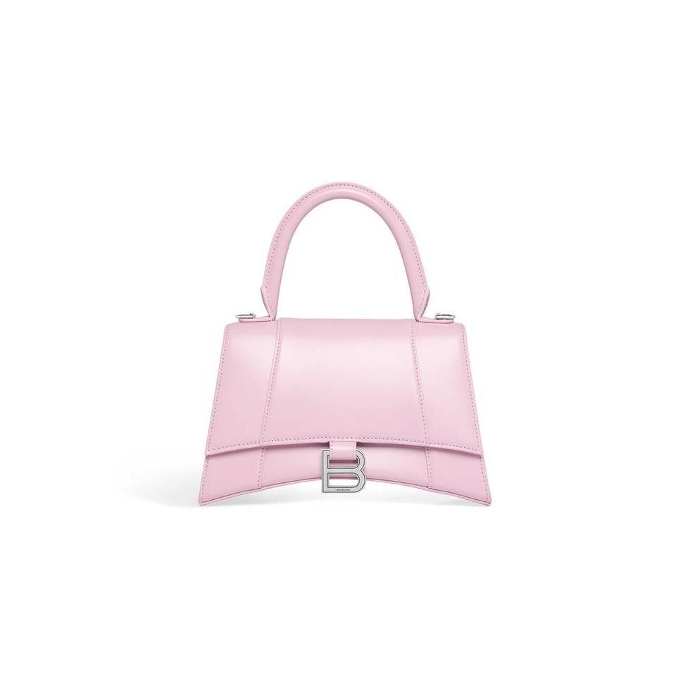 a pink and white purse