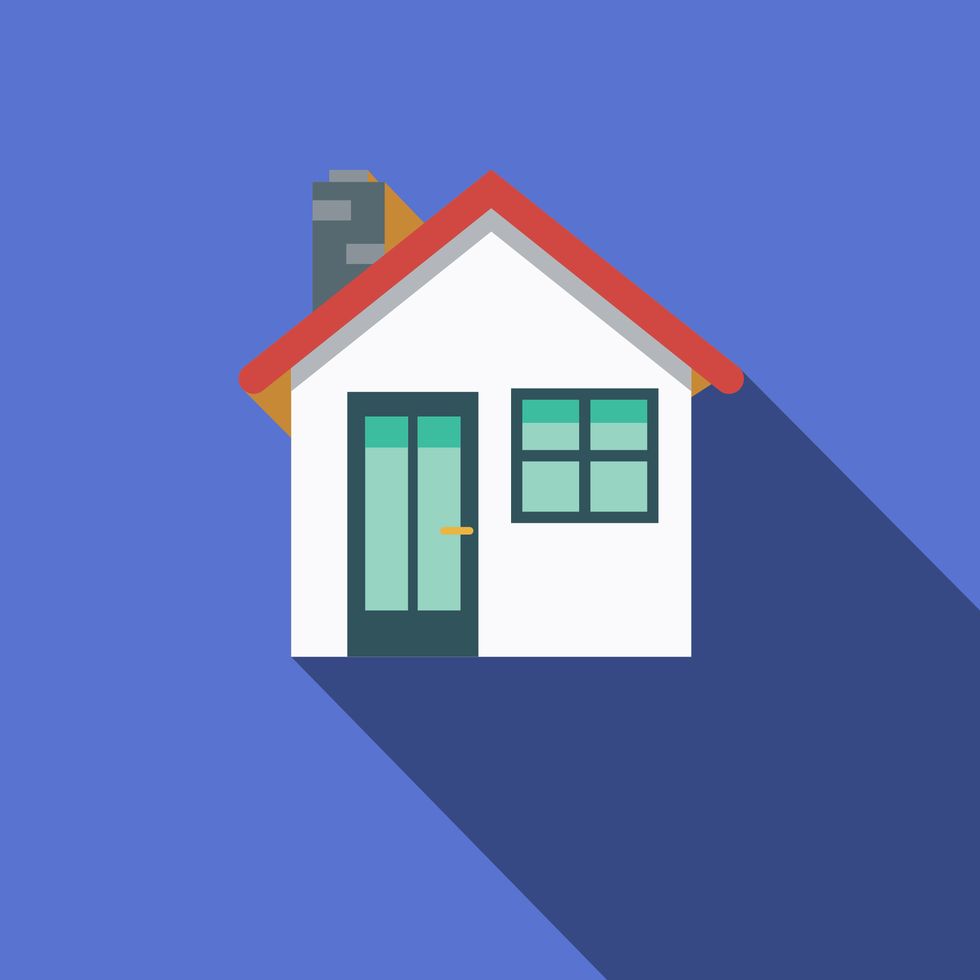 Blue, House, Property, Home, Roof, Line, Architecture, Building, Real estate, Illustration, 