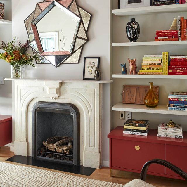 Shelf, Shelving, Furniture, Room, Living room, Bookcase, Interior design, Wall, Fireplace, Home, 