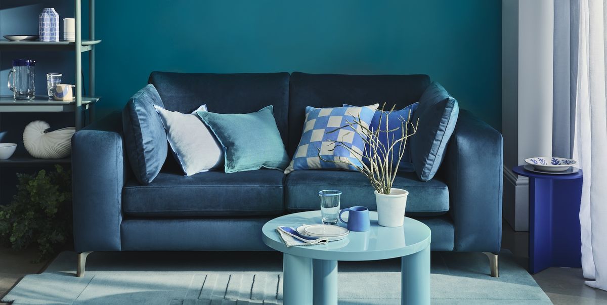Win A House Beautiful Blue Velvet Darcy sofa at DFS