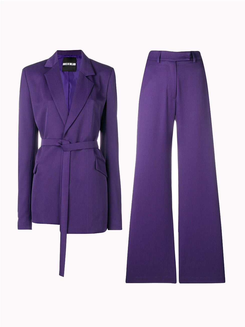 Clothing, Purple, Violet, Outerwear, Coat, Sleeve, Suit, Trench coat, Collar, Trousers, 