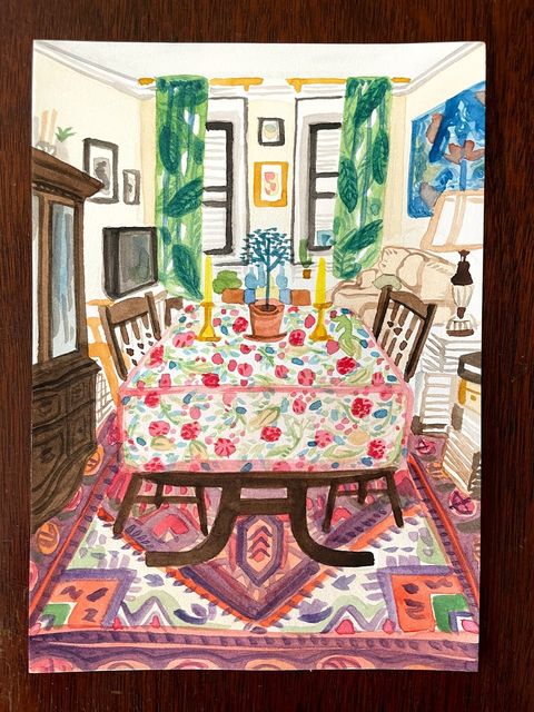 watercolor of room