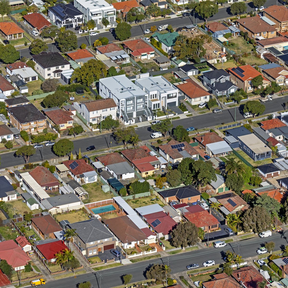 houses, streets, suburb, cityscape aerial photography, suburban life in sydney, australia