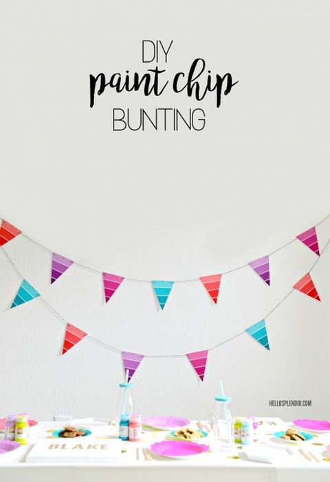 housewarming party ideas paint chip bunting