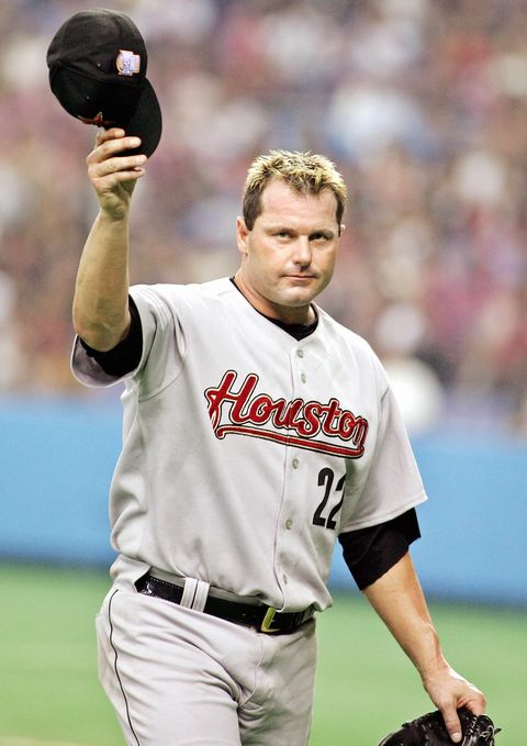 houston astros' roger clemens waves his