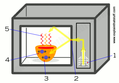 graphic showing how a microwave works