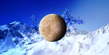 the moon over an icy background