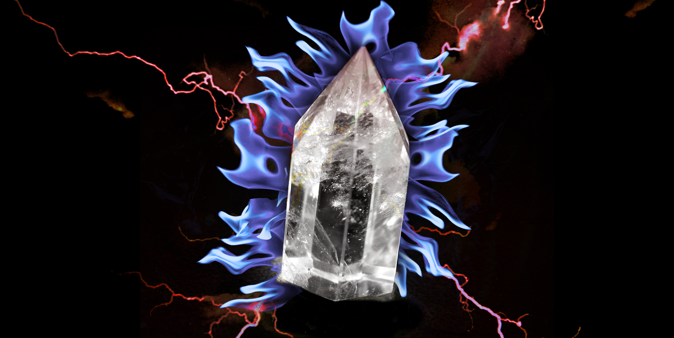 Mystical crystal of medium size, shining and translucent. fantasy