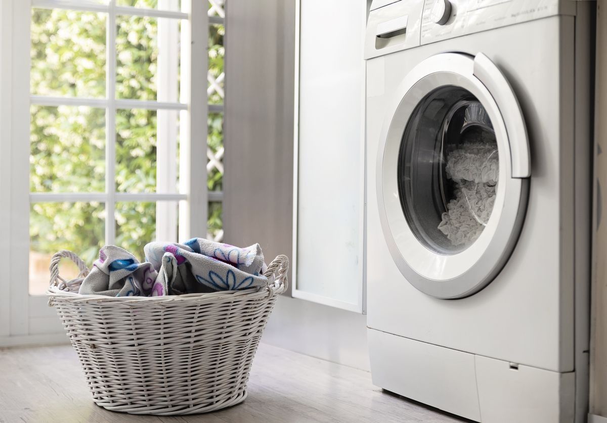 washing machine with hand wash basket