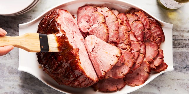baked spiral ham with a ham glaze
