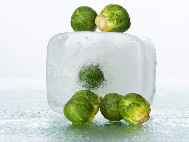 how to freeze brussels sprouts on an ice block