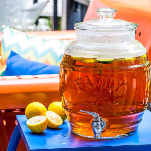 Vtg Glass Iced Sun Tea Pitcher Spigot Spout Dispenser All Porpoise Jar