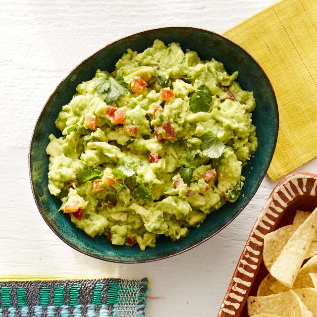 fiesta party classic guacamole with chips and pineapple salsa