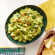 fiesta party classic guacamole with chips and pineapple salsa