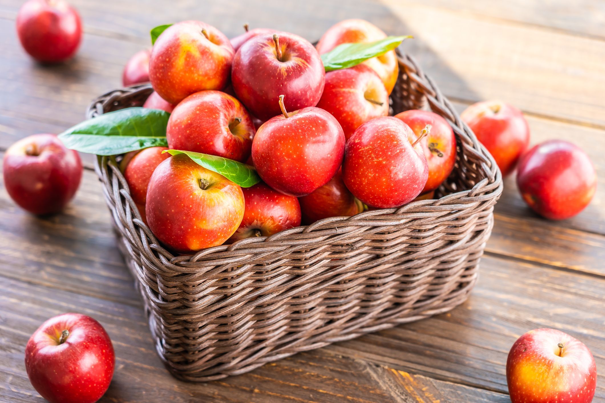red apples in basket