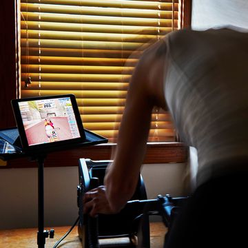 a person doing a workout on zwift