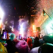 a new year celebration in time square, new york city, usa