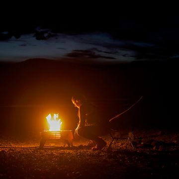 a campfire at night