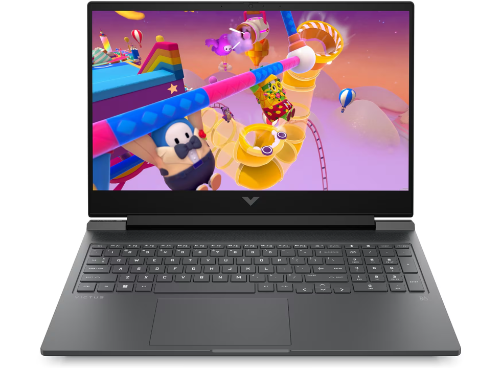 the ﻿game fall guys is displayed on an hp victus 16" gaming laptop