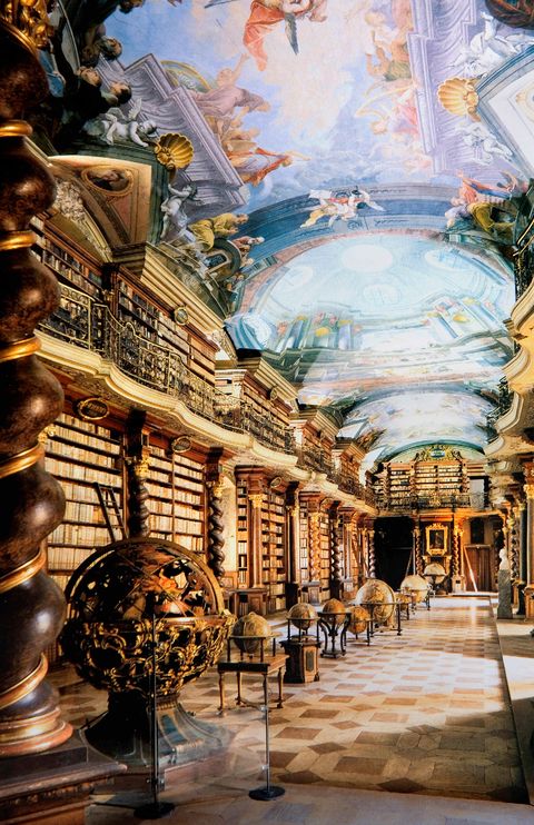 Klementinum. Baroque Library Hall.Prague. Czech Republic