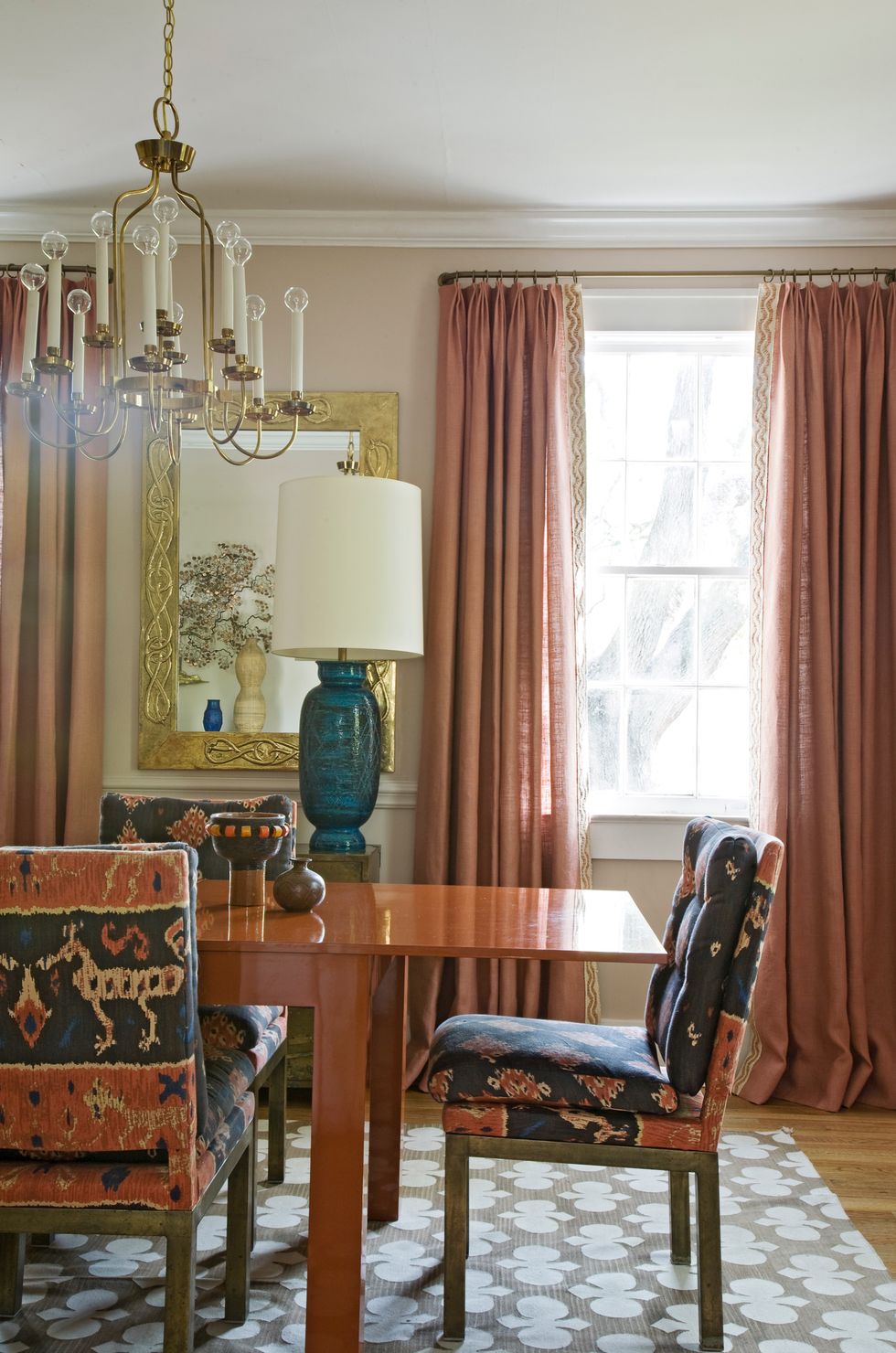 dining room with ikat chairs