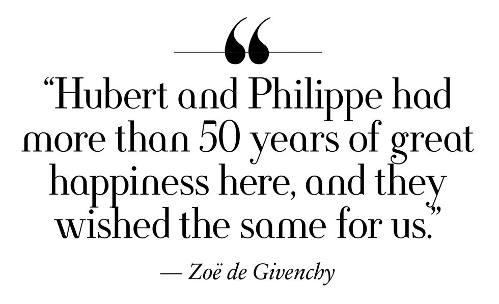 “hubert and philippe had more than 50 years of great happiness here, and they wished the same for us” — zoë de givenchy