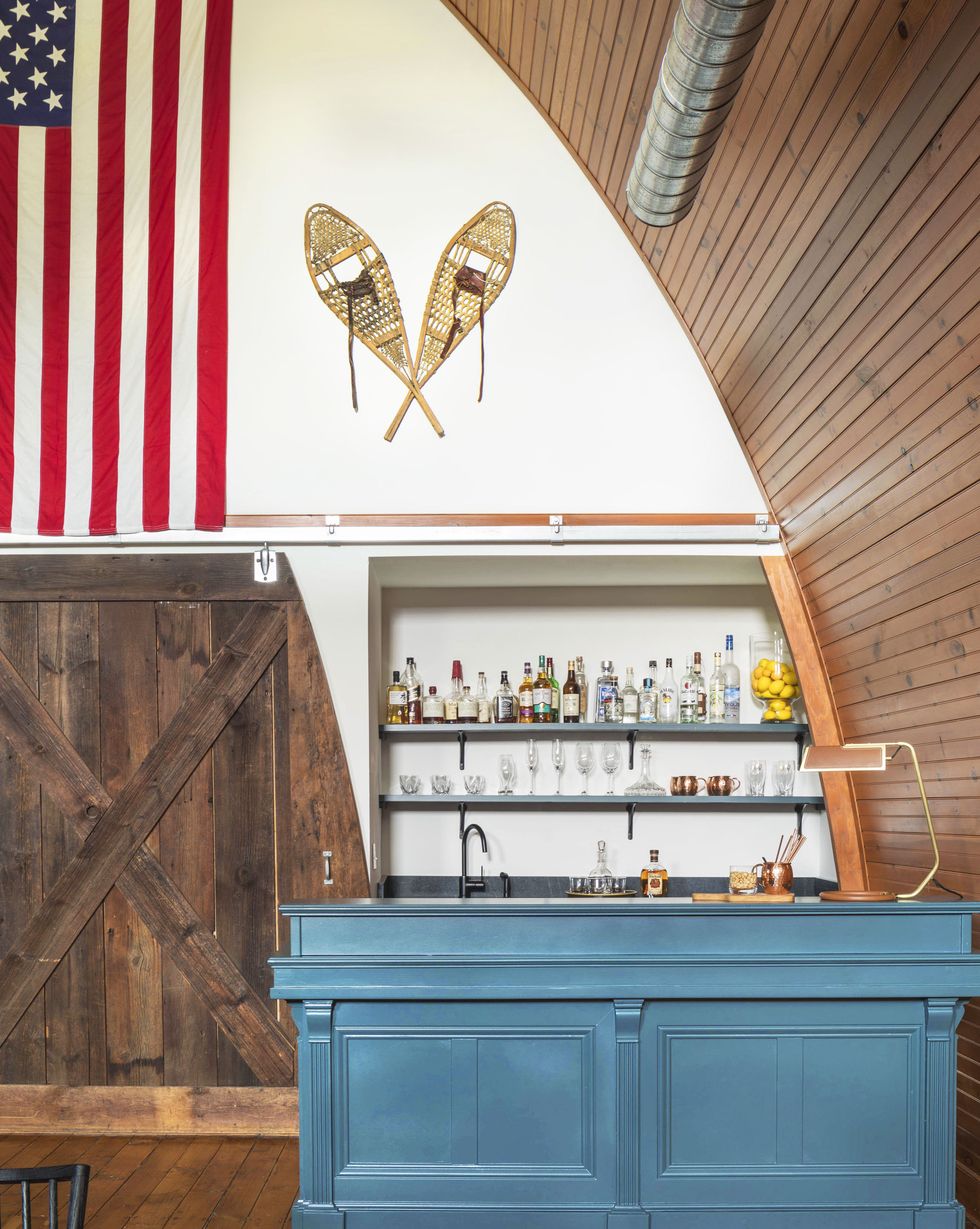 blue bar in converted barn