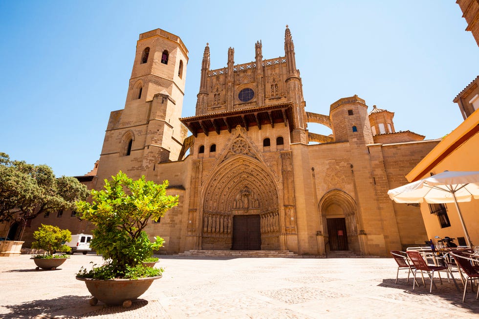 huesca cathedral in sunny day aragon, spain