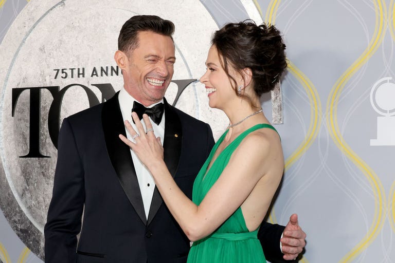 hugh grant and sutton foster at the 75th annual tony awards