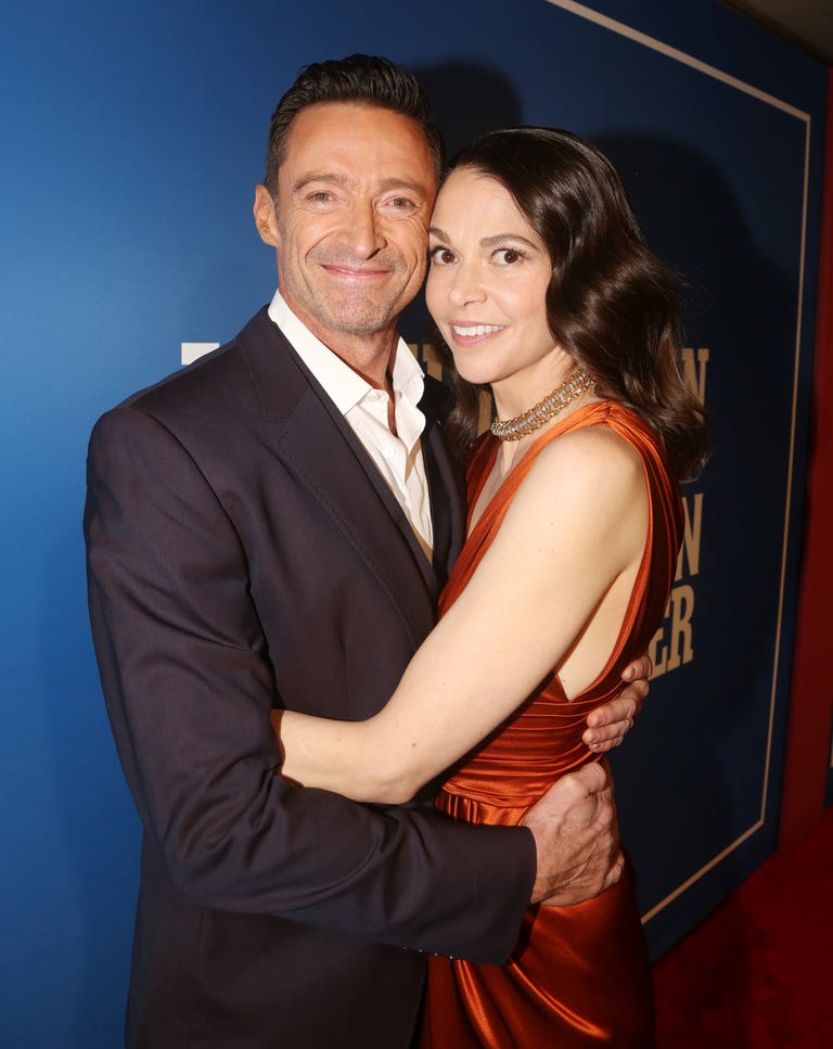 hugh jackman and sutton foster at the opening night of the music man