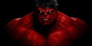 Red, Fictional character, Muscle, Demon, Flesh, Darkness, Bodybuilder, 