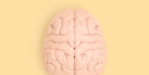 human brain in top view isolated on yellow pastel bg