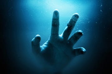 human hand drowning, halloween theme