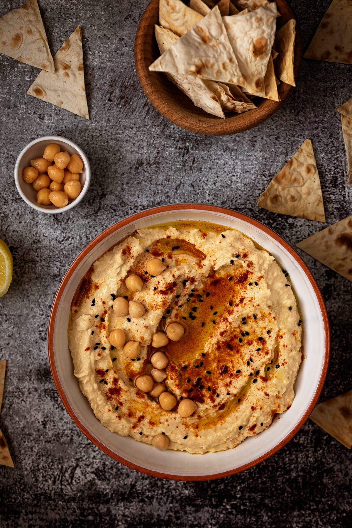 hummus de garbanzos con semillas de sésamo