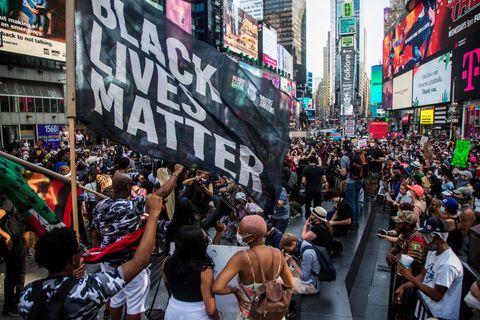 protesters gathered in times square to support "black lives matter" movement