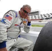 racing legend in the pits at daytona international speedway