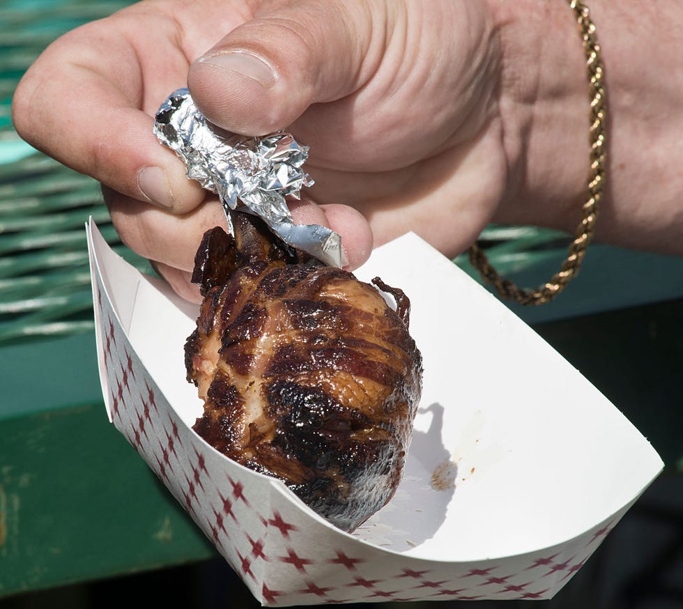 best state fair foods bacon wrapped chicken lollipop kansas bacon wrapped chicken lollipop at the kansas state fair