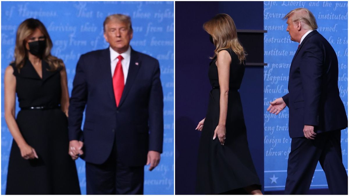 melania refusing to hold trump's hand at the debates