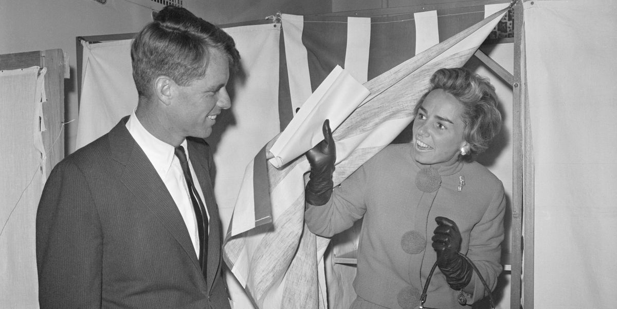 Robert Kennedy Watches Wife Ethel in Booth