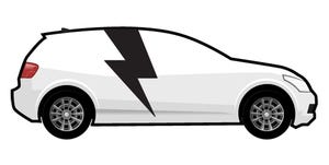 white electric vehicle graphic