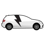 white electric vehicle graphic