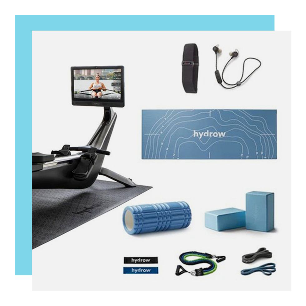 hydrow pro package with machine and workout accessories