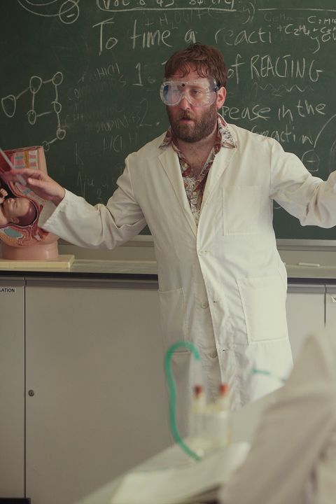 Blackboard, Teacher, Professor, Room, White coat, Chemist, Science, Uniform, Chemistry, 