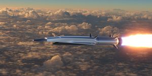 hypersonic rocket flies above the clouds