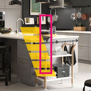 Furniture, Room, Table, Yellow, Dining room, Material property, Interior design, Kitchen, Drawer, Shelf, 