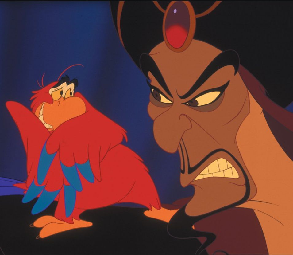 Jafar and Iago in Disney's Aladdin