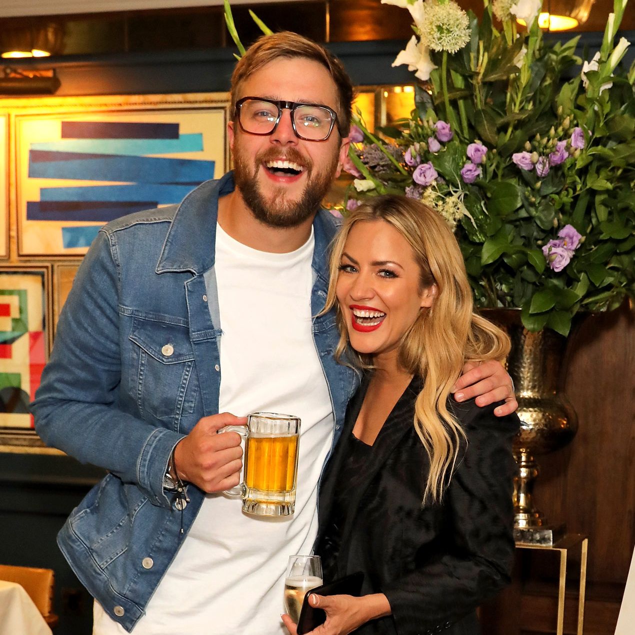 Love Island's Iain Sterling and Caroline Flack at River Island launch