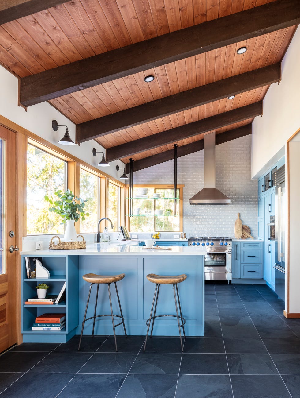 kitchen trends 2023 wood paneling ceiling